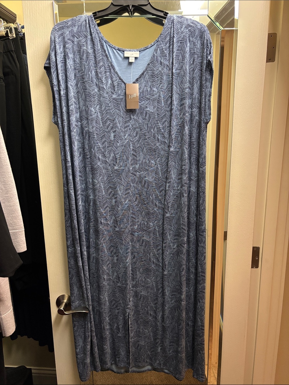 J. Jill Blue Printed V-Neck Maxi Dress